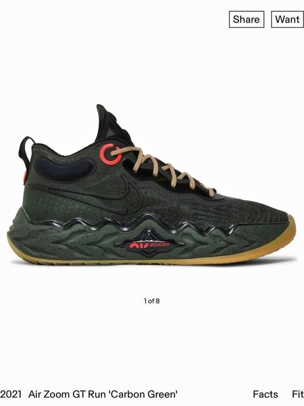 Nike Air Zoom GT Run men's Green Black US 5